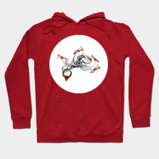 A octopus plays Christmas bells Hoodie